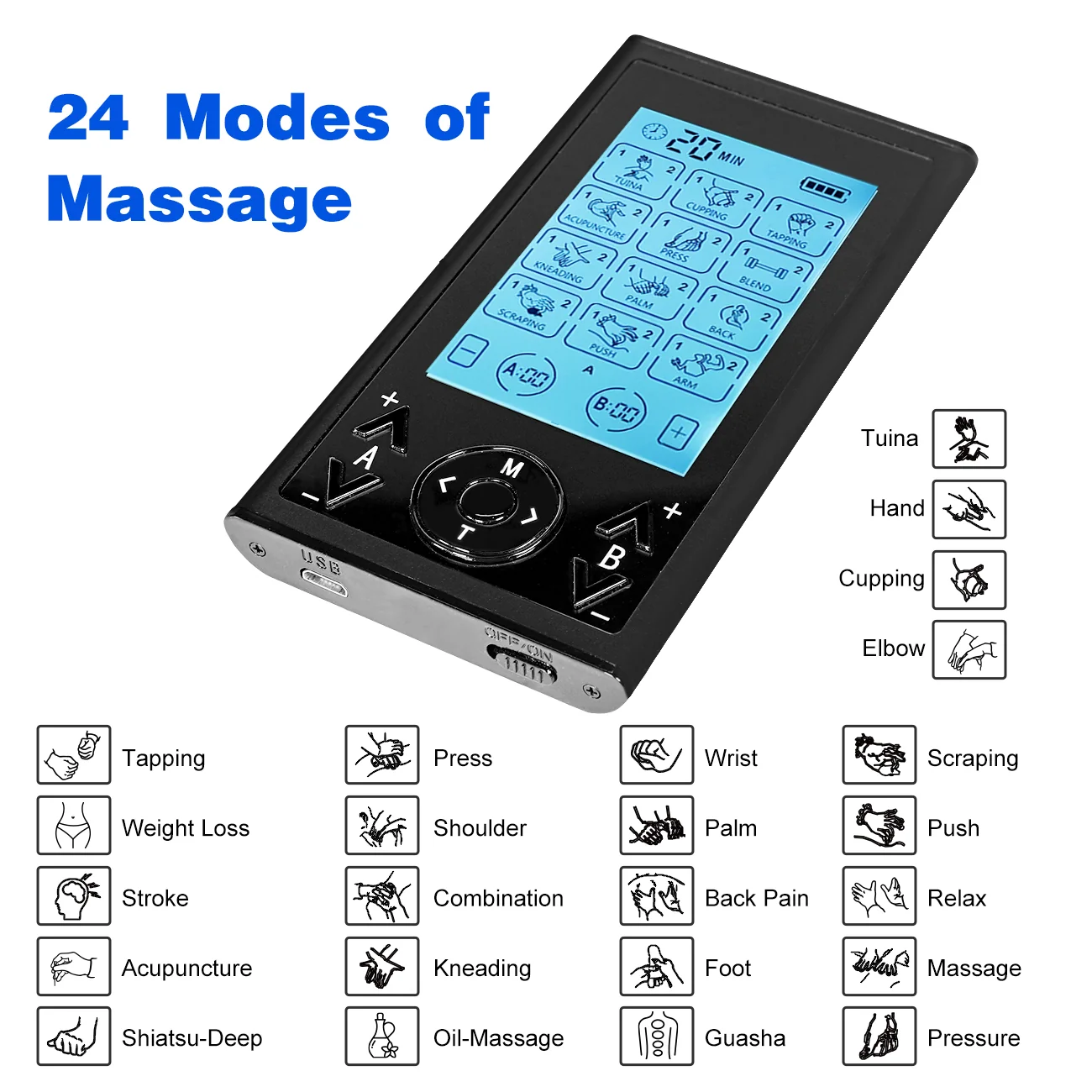 4 Outputs TENS Unit Muscle Stimulator Machine: Easy@Home 24 Modes Rechargeable EMS Electric Pulse Massager | Electric TENS Machine - Pain Relief Therapy for Back Pain | Neck Pain | Muscle Pain-AS8011 - Image 4