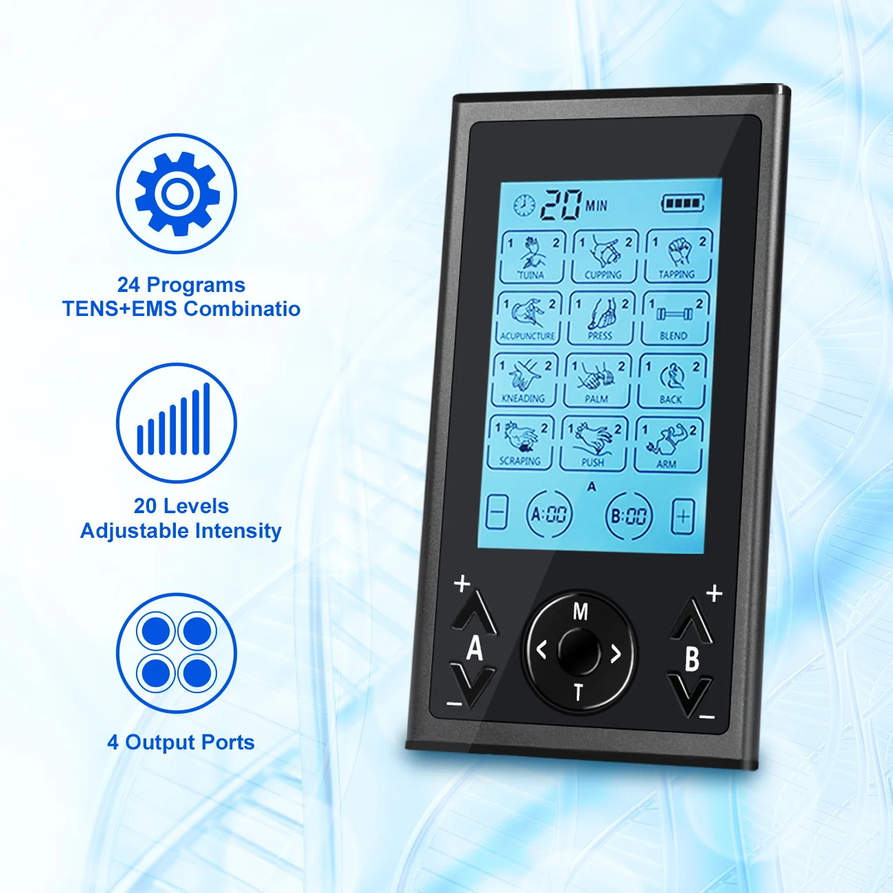 4 Outputs TENS Unit Muscle Stimulator Machine: Easy@Home 24 Modes Rechargeable EMS Electric Pulse Massager | Electric TENS Machine - Pain Relief Therapy for Back Pain | Neck Pain | Muscle Pain-AS8011 - Image 7
