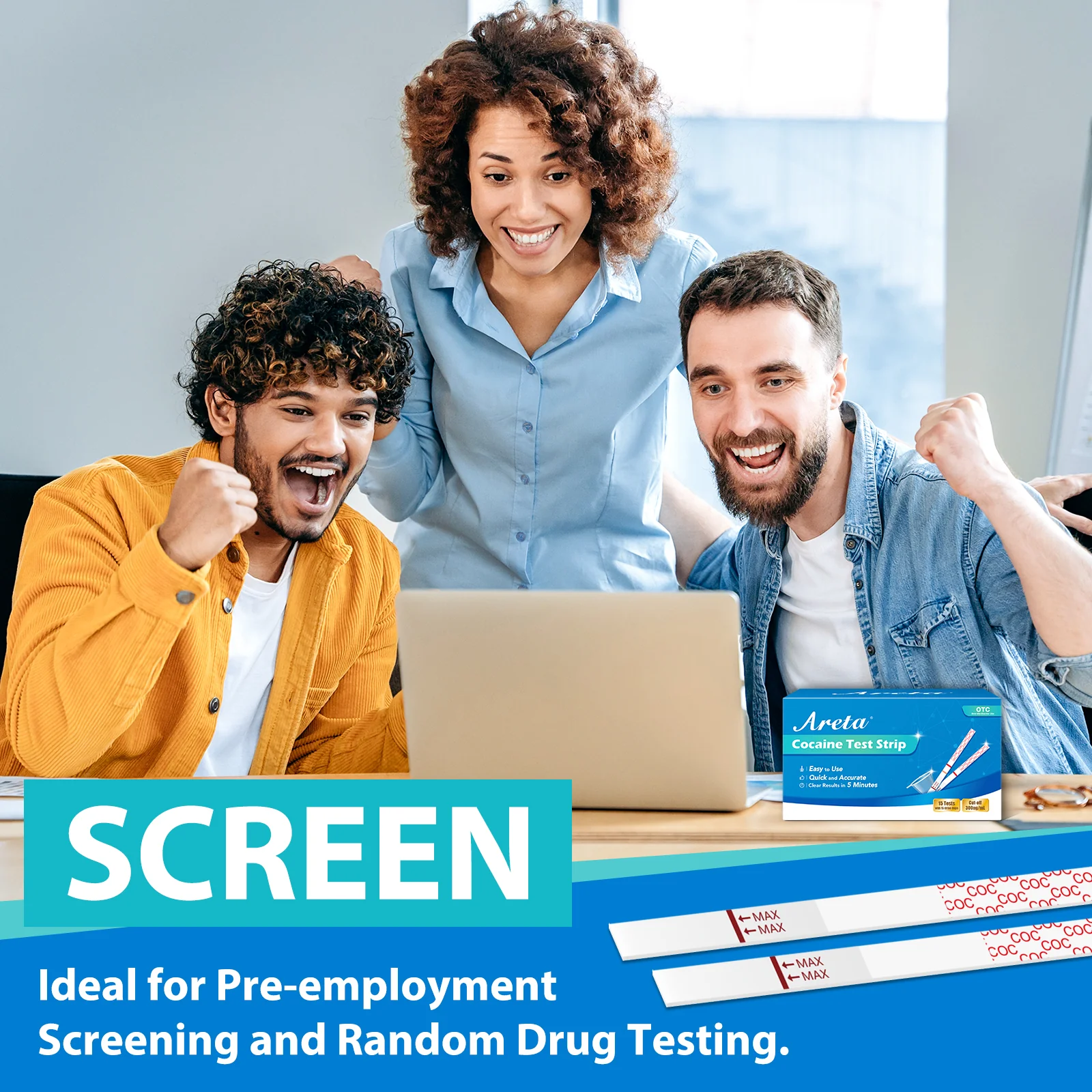 Areta Cocaine Test Strip: Highly Sensitive Cocaine Drug Test Strips, 15 Pack Cocaine Home Screen Testing Kit, 300 ng/mL Cutoff, Instant Results in 5 Min -#ASCOC-114 - Image 7