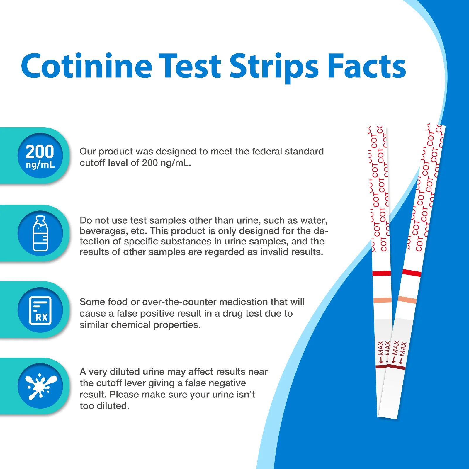 Areta Cotinine Test Strip: Nicotine Tests for Home Continine Urine Screen Test Kits Quick Result in 5 Minutes for Over The Counter Use -Detect 200ng/mL Cutoff Level - # ASCOT-114C (10 Pack) - Image 6