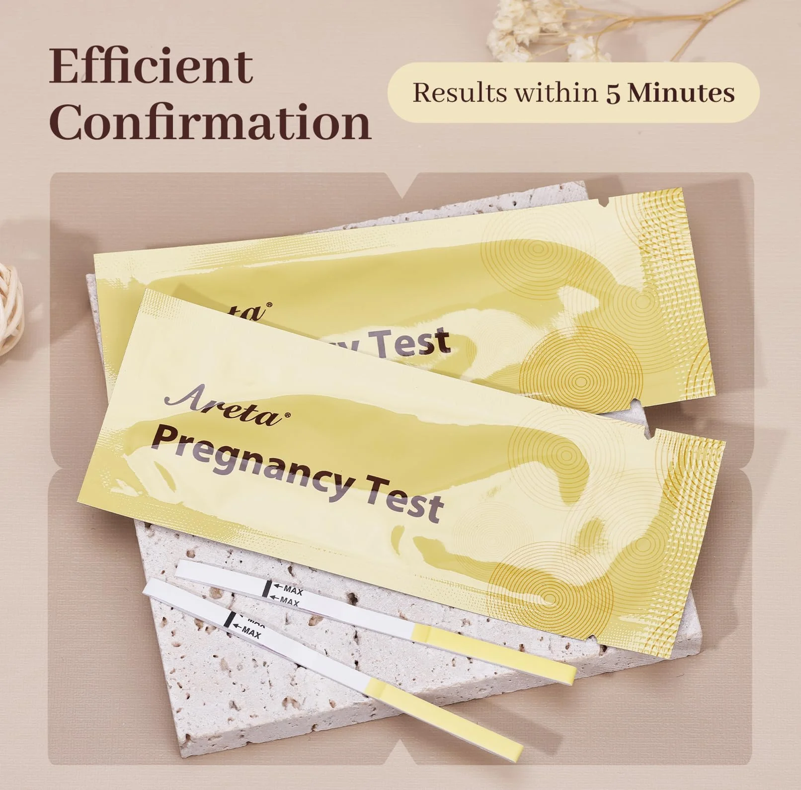 Areta Pregnancy Test Strips: 50-Pack hCG Tests, Highly Accurate and Rapid Results for Early Detection The Day After Your Missed Period | Expiration Date 11/24/2026 - Image 4