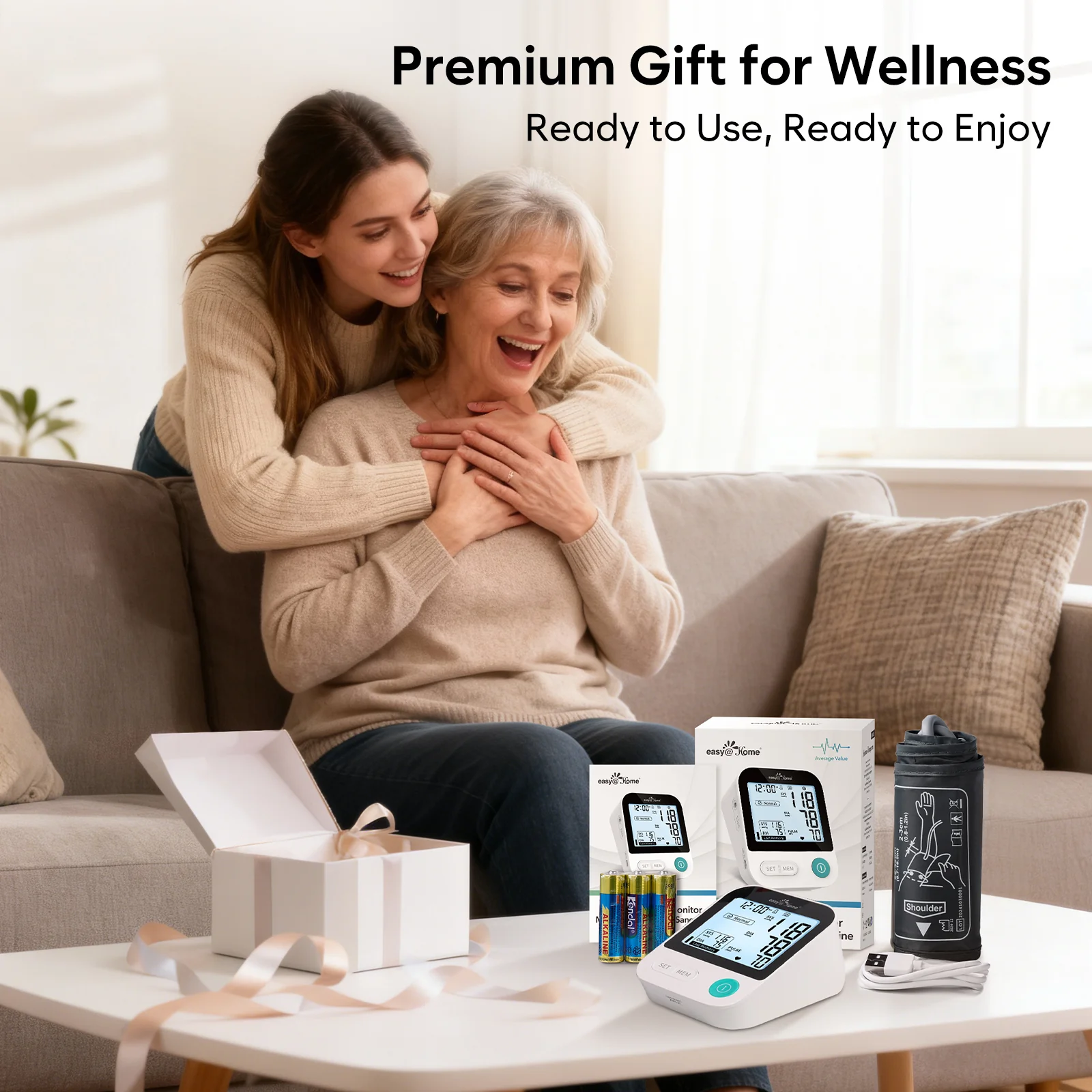 Blood Pressure Monitor for Home Use: Easy@Home Bluetooth BP Machine with Free MyHeartPal App, Digital Blood Pressure Machine with Large Backlit LCD Display, Fits 8.7–16.5 in Arms, EBP-20T - Image 4