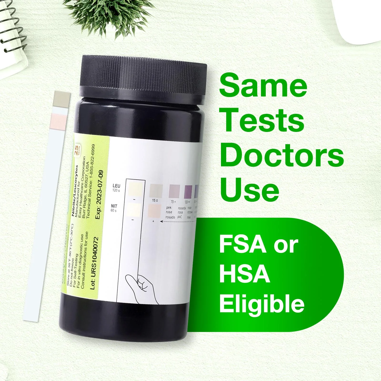Easy@Home 100 Tests (25 Ct/4 Bottles) Urinary Tract Infection UTI Test Strips, Monitor Bladder Urinary Tract Issues Testing Urine- FSA Eligible, for OTC USE, Urinalysis (UTI-100P) - Image 2