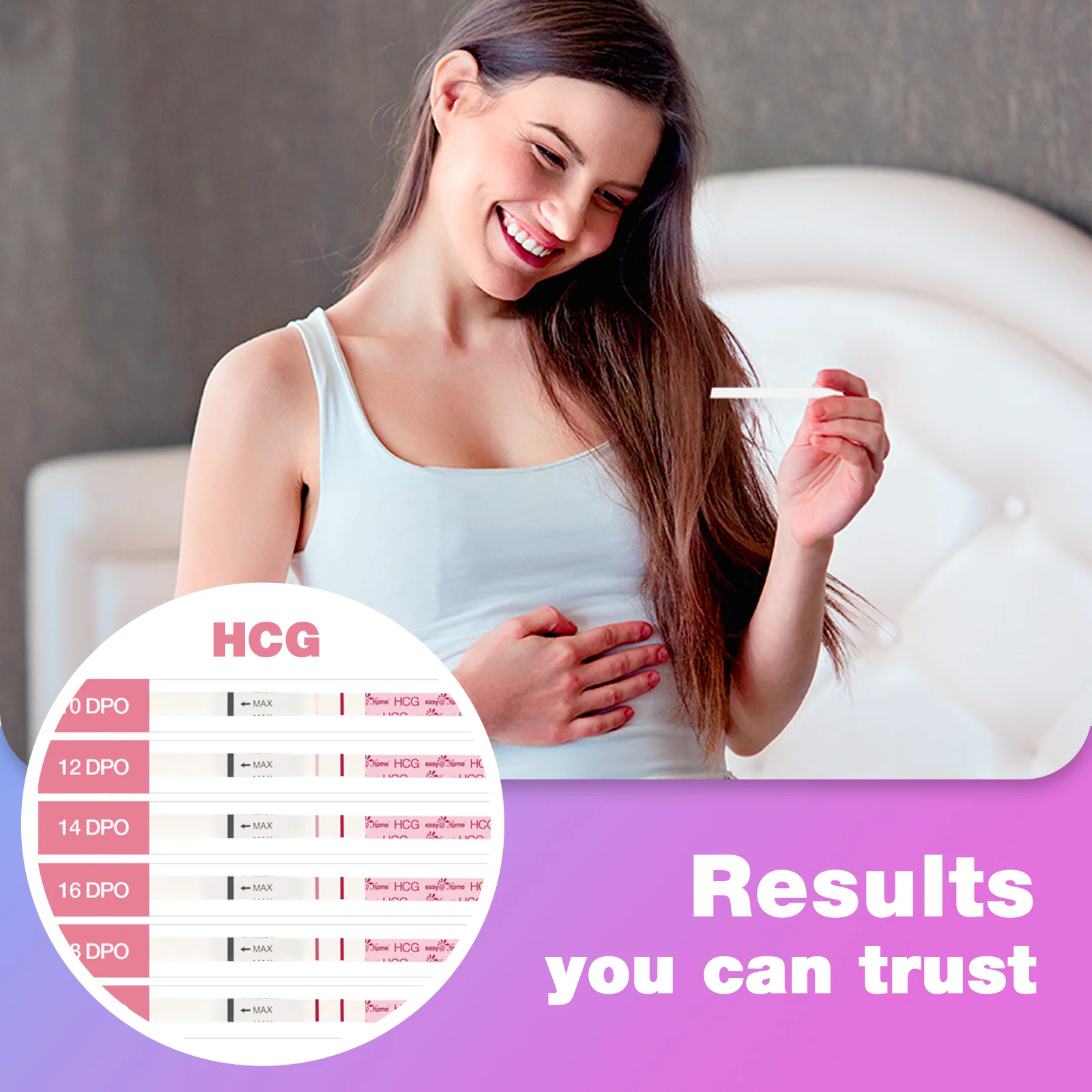 Easy@Home 25 Pregnancy (HCG) Urine Test Strips Kit, 25 HCG Tests | EZW1-S:25 - Image 4