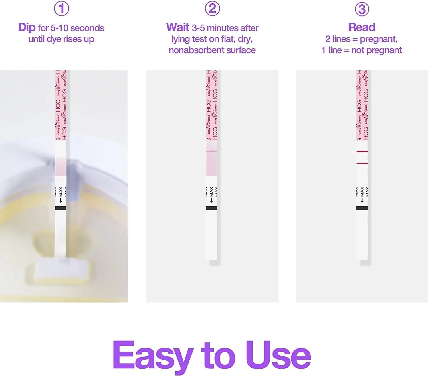 Easy@Home 40 Pregnancy Test Strips with 40 Large Urine Cups - Accurate and Clear Detection for Early Pregnancy | Package May Vary - Image 3