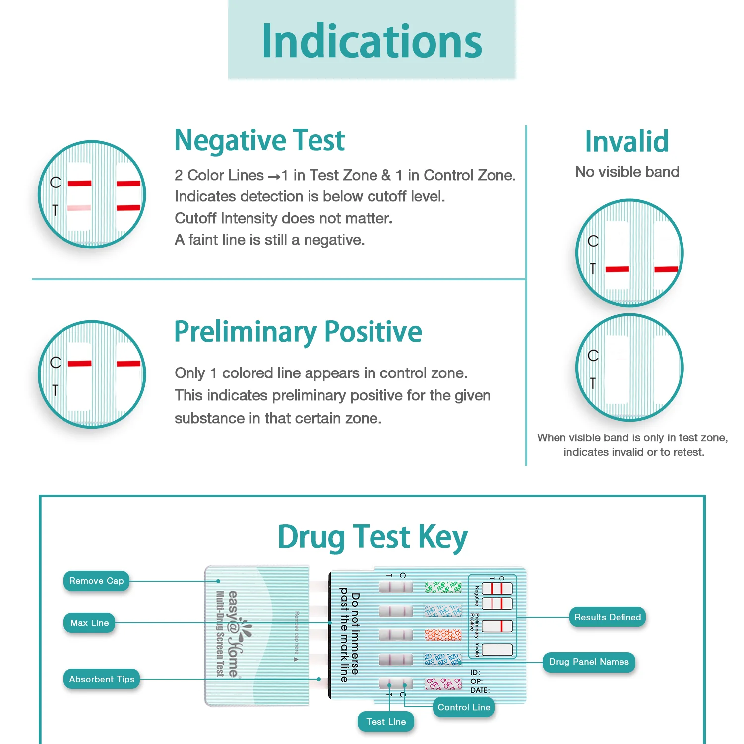 Easy@Home 9 Panel Instant Urine Dip Drug Test, Testing - AMP,BUP,BZO,COC,MOP,MTD,OXY,PPX,THC  #EDOAP-295 - Image 4