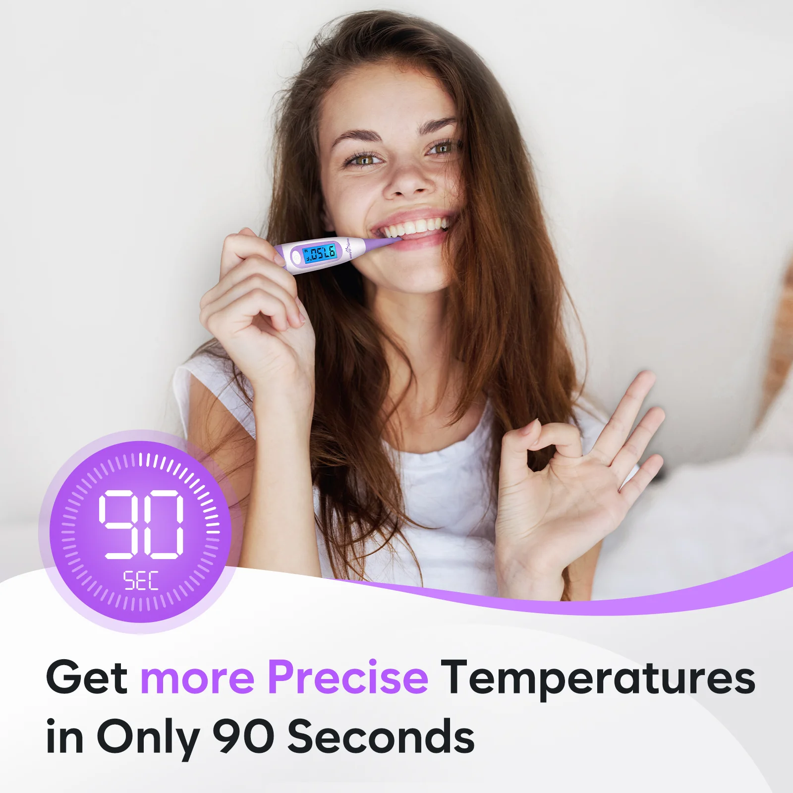 Easy@Home Digital Basal Thermometer with Large Backlight LCD Display, 1/100th Degree High Precision and Memory Recall, for Ovulation Tracking and Natural Family Planning,EBT-100B-P (Purple) - Image 6