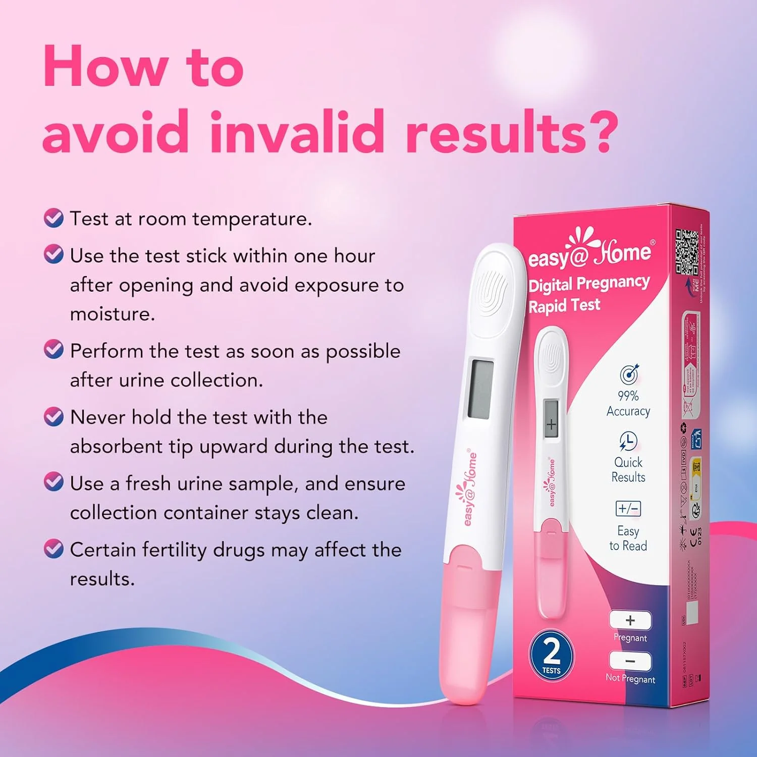 Easy@Home Digital Pregnancy Test 2 Pack – Midstream hCG Tests for Early Detection with Digital Display – Easy At-Home Use - Image 7