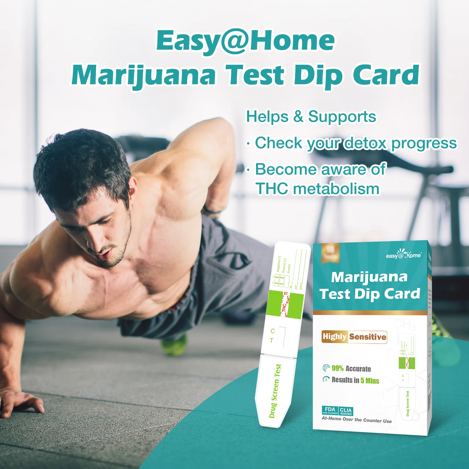 Easy@Home Marijuana Test Dip Card: Drug THC Urine Strips Kit for at Home Detox 50ng/mL Cutoff Level Over The Counter Use- Instant Testing Result in 5 Minutes - # EDTH-115 - Image 6