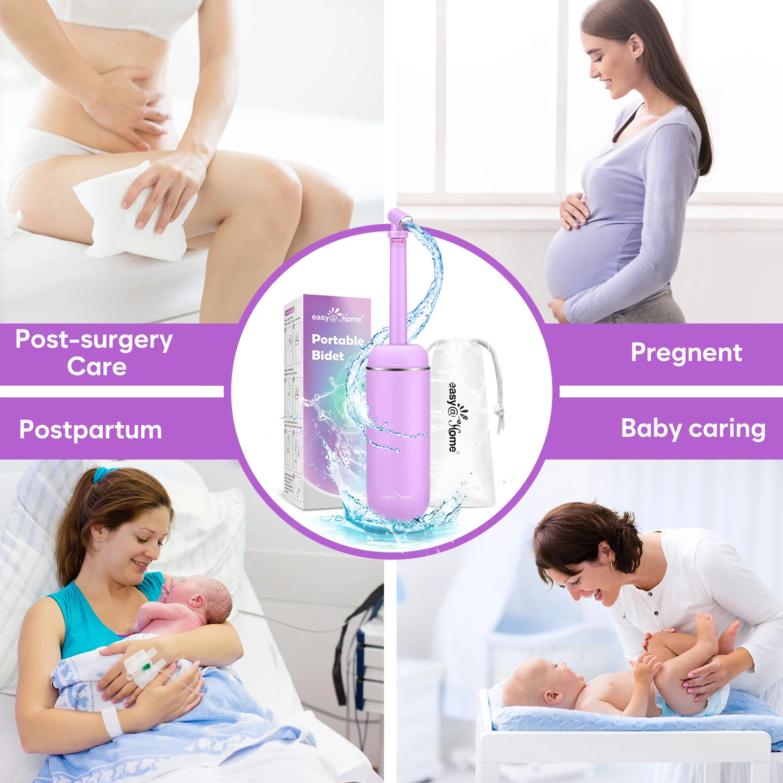Easy@Home Portable Travel Bidet: Peri Bottle for Postpartum Essentials - Handheld Sprayer Kit for Perineal Care & Personal Hygiene | 380ml (12.8oz) | Women & Men | EPB-01 Pink - Image 8