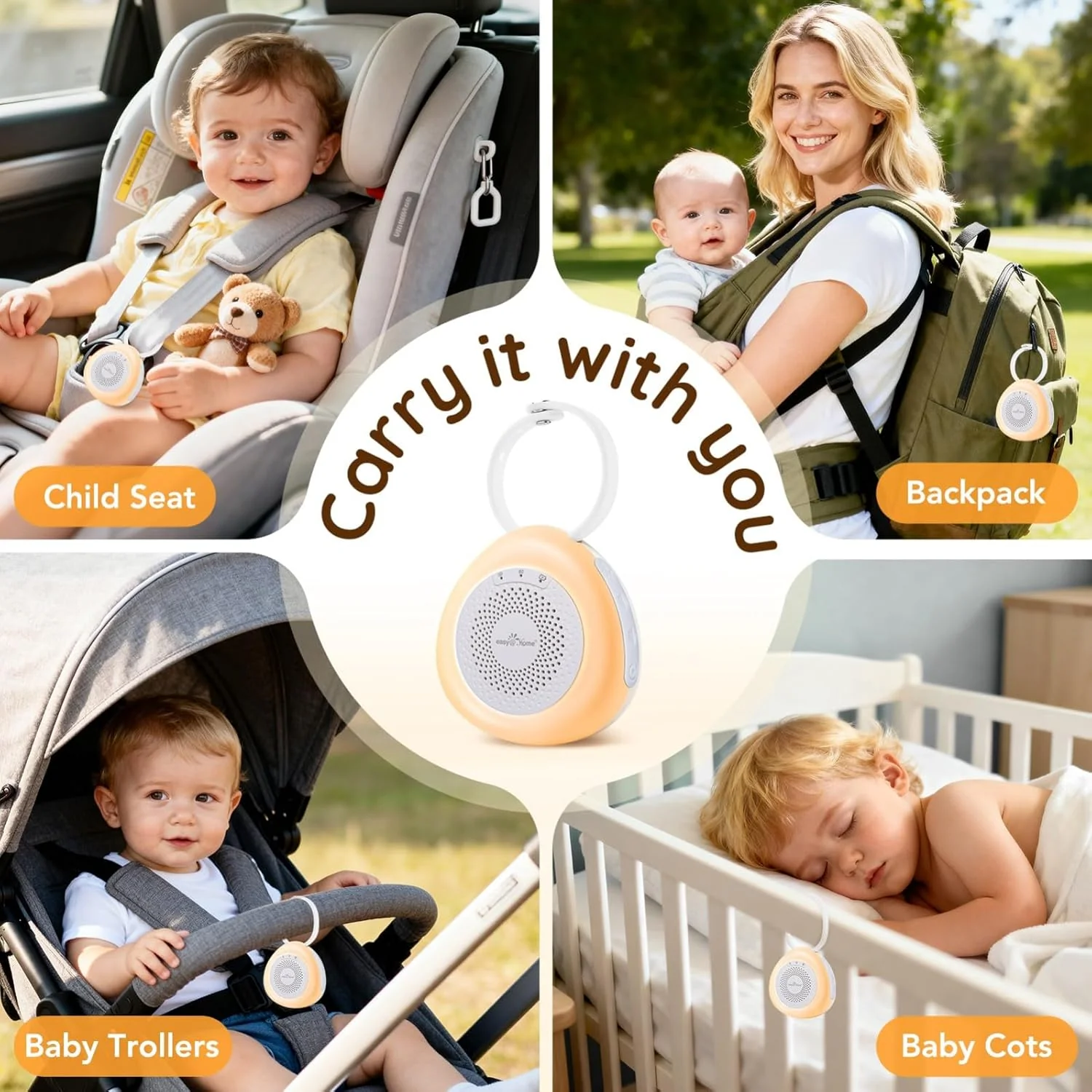 Easy@Home Portable White Noise Machine with 30 Relaxing Sounds, Automatic Timer, Child Lock, and Night Light | Ideal for Babies and Adults, White Noise Generator and Sounds for Sleep and Relaxation - Image 4