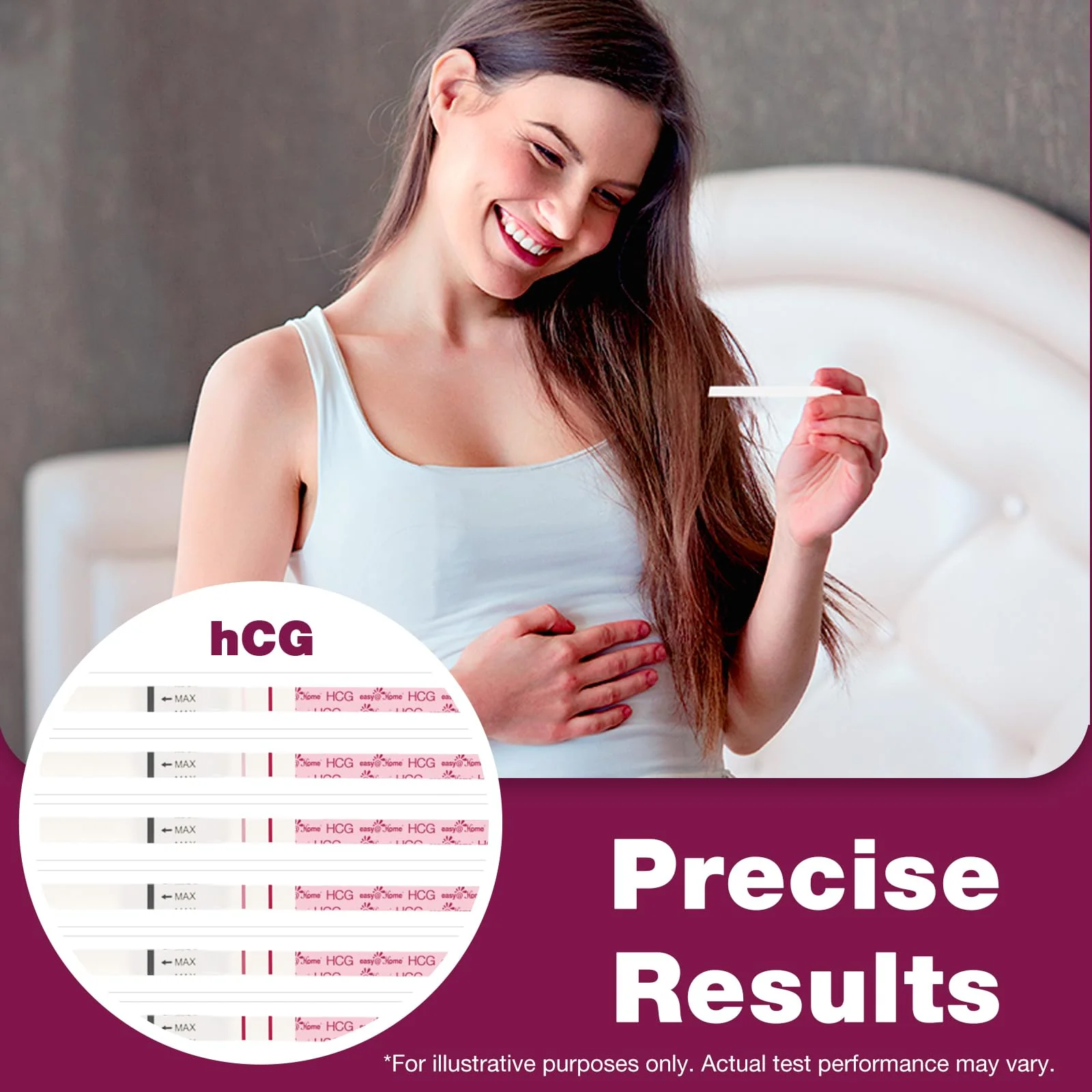Easy@Home Pregnancy Test Strips: 20 Bulk Pregnancy Strips, Early Detection hCG Test Kit - Pruebas de Embarazo, Powered by Premom APP | 20 Pack - Image 2