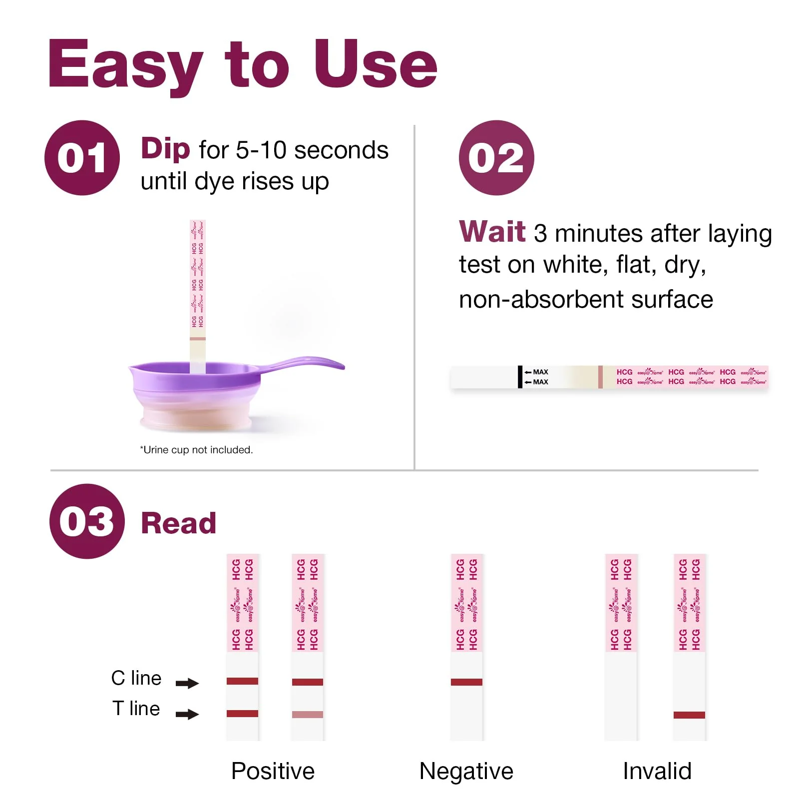 Easy@Home Pregnancy Test Strips: 20 Bulk Pregnancy Strips, Early Detection hCG Test Kit - Pruebas de Embarazo, Powered by Premom APP | 20 Pack - Image 7