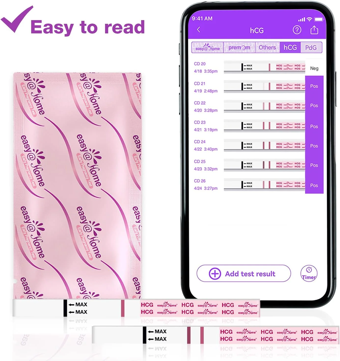 Easy@Home Pregnancy Test Strips: 20-HCG Tests with 20 Large Urine Cups| Accurate & Clear Detection - Image 6
