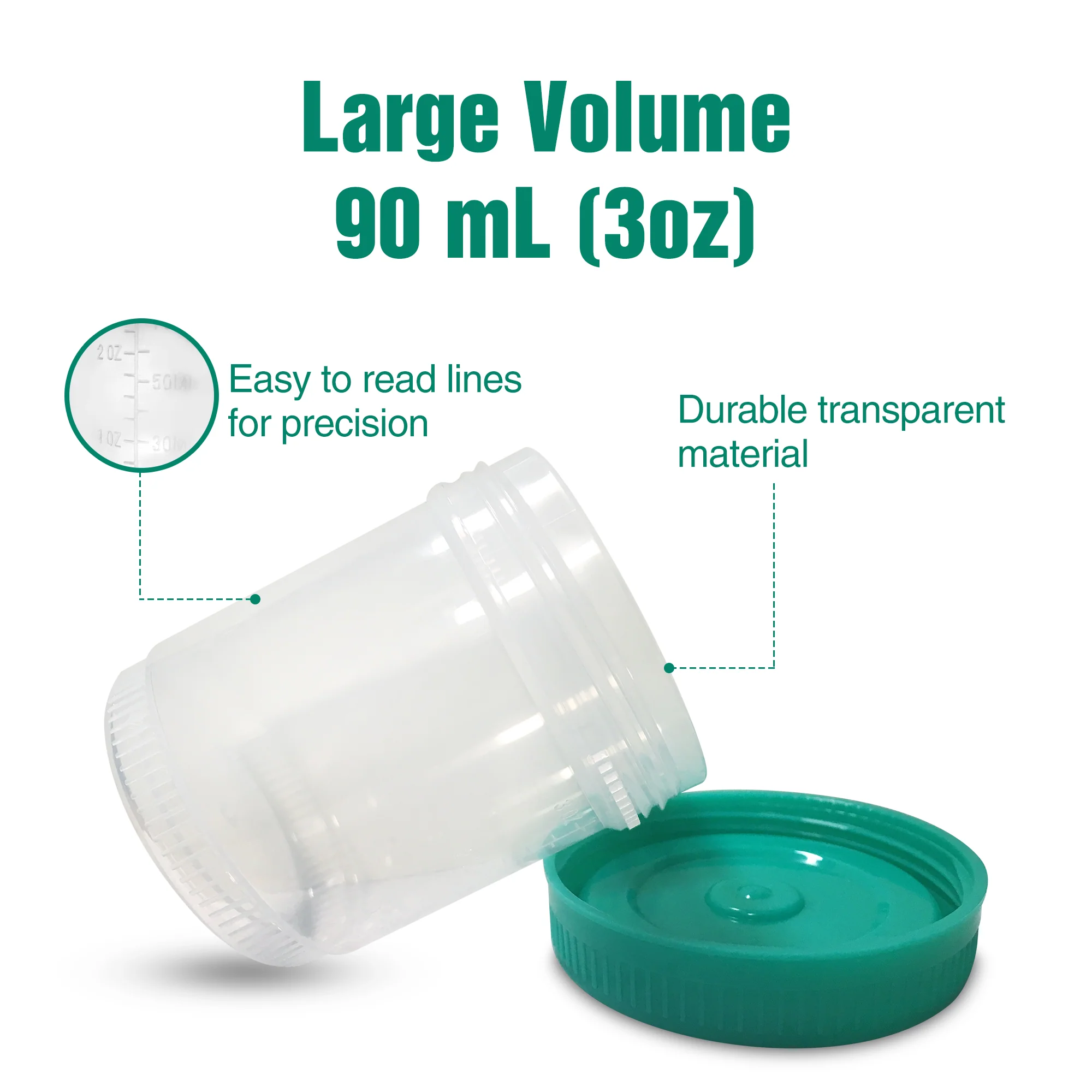 Easy@Home Quality Sterile Urine Specimen Collection Cups with Lids- Large 90mL (3oz) - Image 3