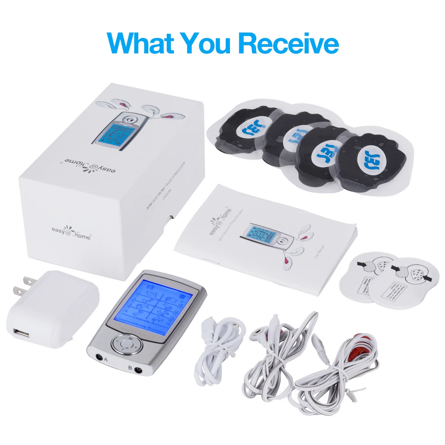 Easy@Home Rechargeable TENS Unit Muscle Stimulator, Electric Pain relief Pulse Massager with 16 EMS or TENS Massage Modes and 20 Intensity Levels - EHE029N - Image 7