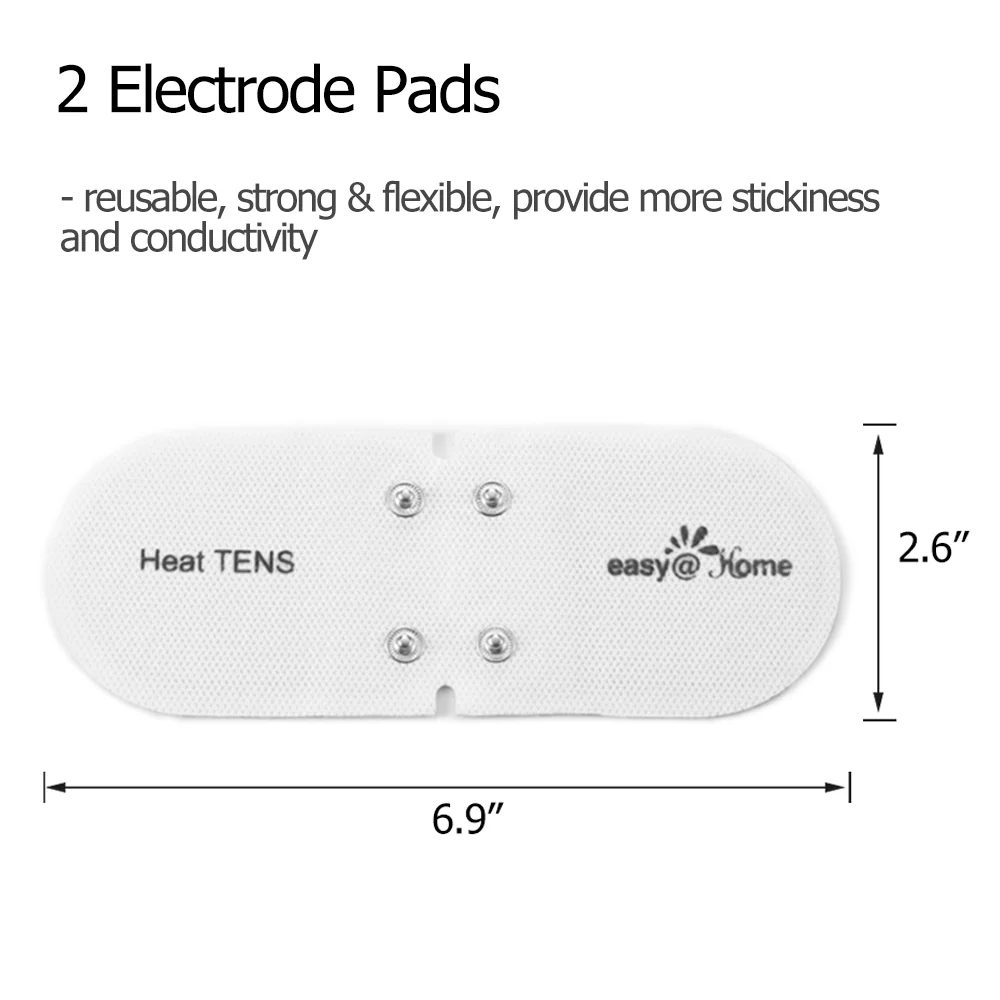 Easy@home Tens Unit Self Stick Carbon Electrode Pads, 2 Pack 6.9" x 2.6" Reusable Pads- Non Irritating Design ETP018 - Image 4