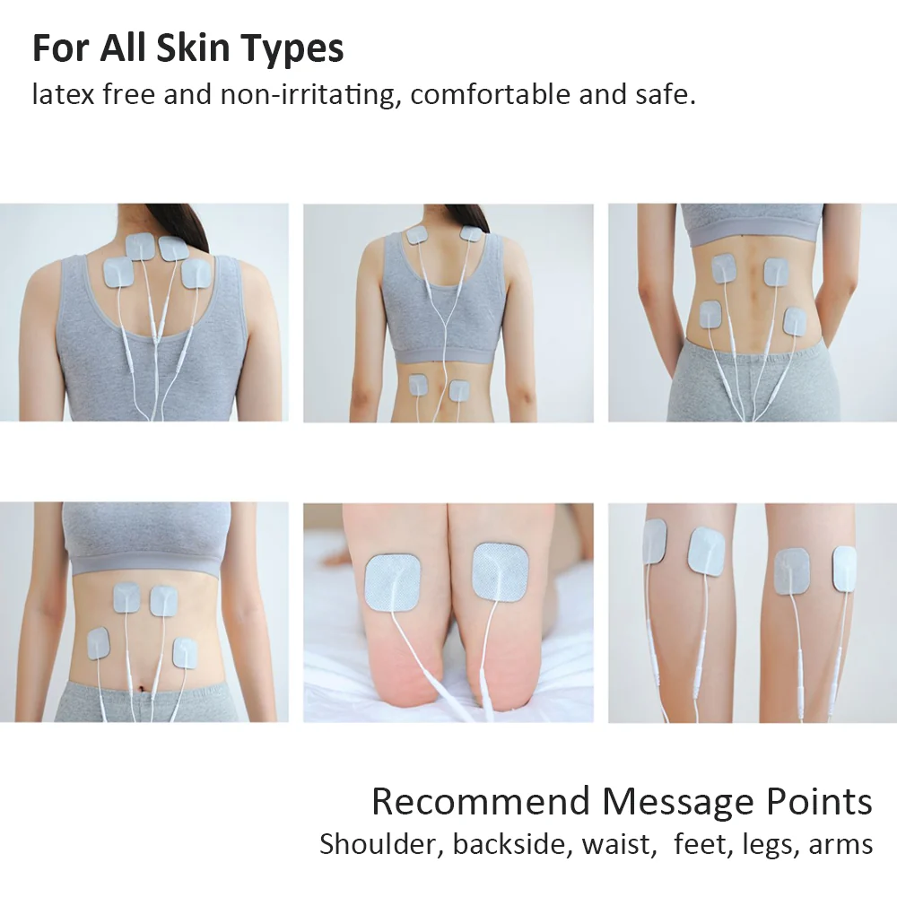 Easy@Home Tens Unit Self Stick Carbon Electrode Pads, Non Irritating Design 40 Pack 2" x 2" Reusable Pads - Image 4