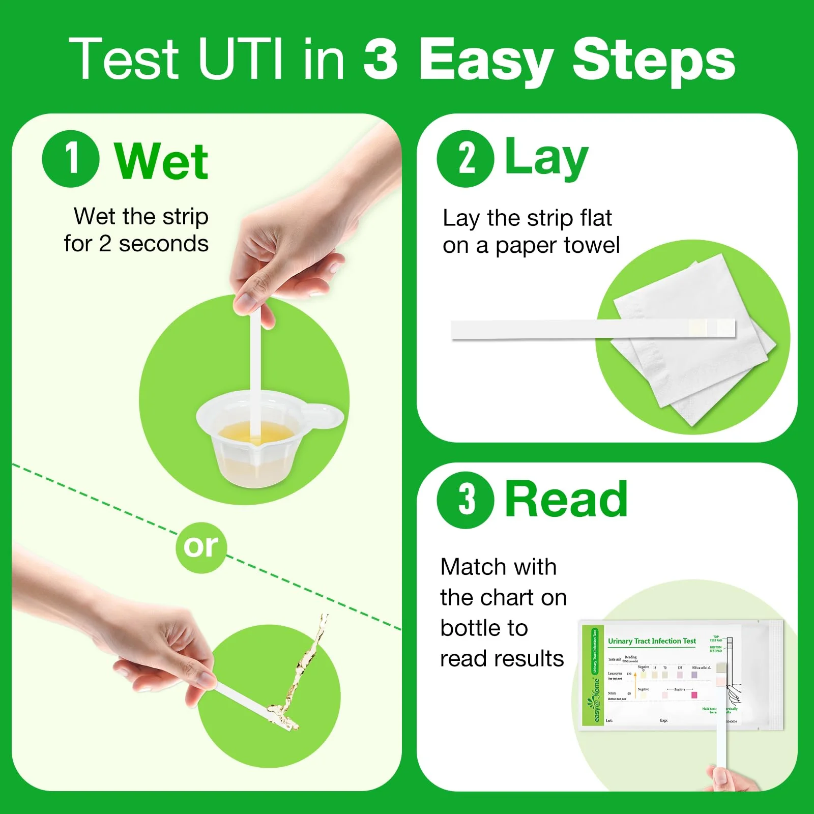 Easy@Home UTI Test Strips: Highly Accurate Urinary Tract Test Kit for Women Men, Bladder Infection Urine Testing, Quick Results, OTC Use (UTI - 5 Pack) - Image 5