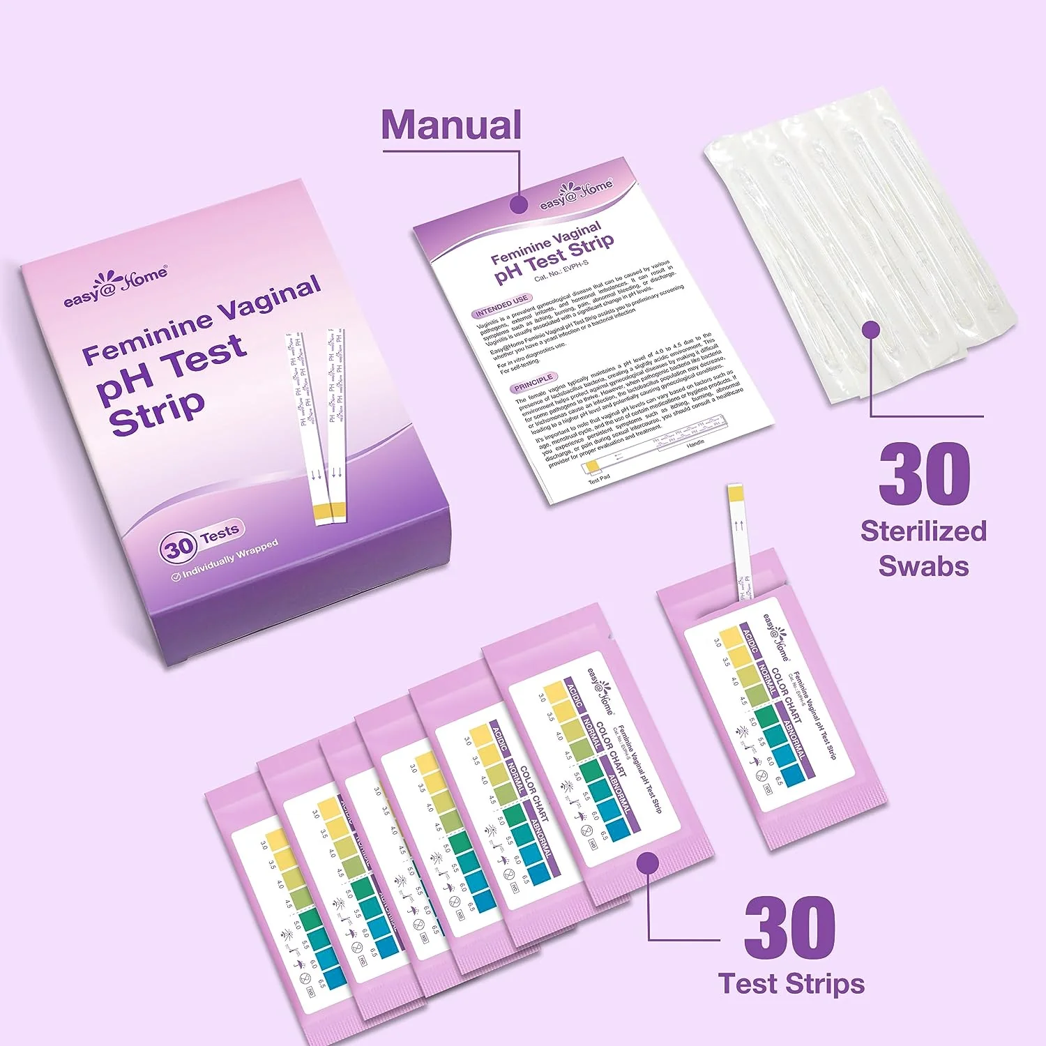 Easy@Home Vaginal pH Test -30 Strips | BV Test Kit at Home for Women | Yeast Infection Test + pH Balance for Women - Image 4