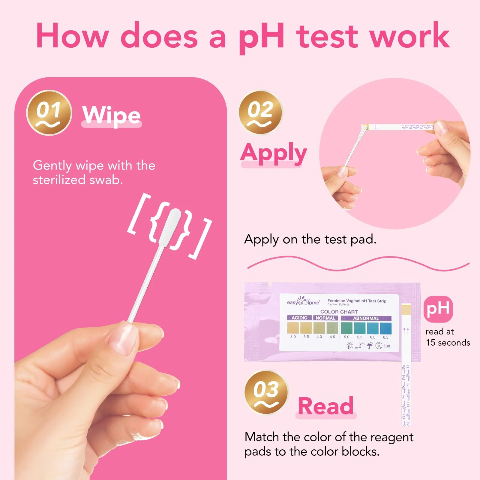 Easy@Home Vaginal pH Test Strips & UTI Test Kits (8 Pack): Yeast Infection, BV, UTI Tests for Women, Fast Accurate Results, 4 Urinary Tract Infection & 4 Feminine pH Health Tests - Image 5