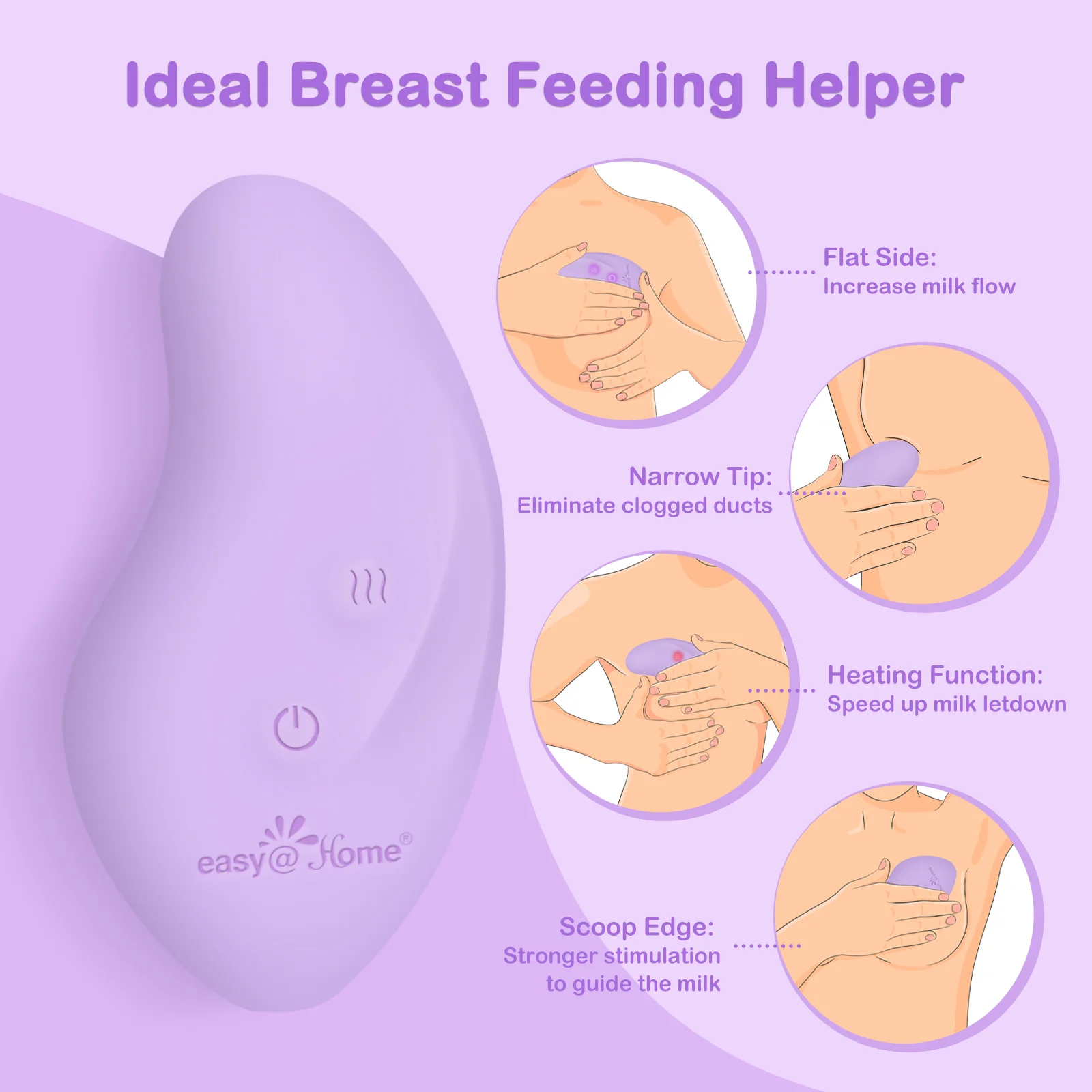 Lactation Massager Breastfeeding Stimulator: 2-in-1 Nursing Baby Pump Mom Breast Support | Warming Sore Tenderness Relief Nipple Massage | Postpartum Essential | Improves Breastmilk Flow EHL038 - Image 6