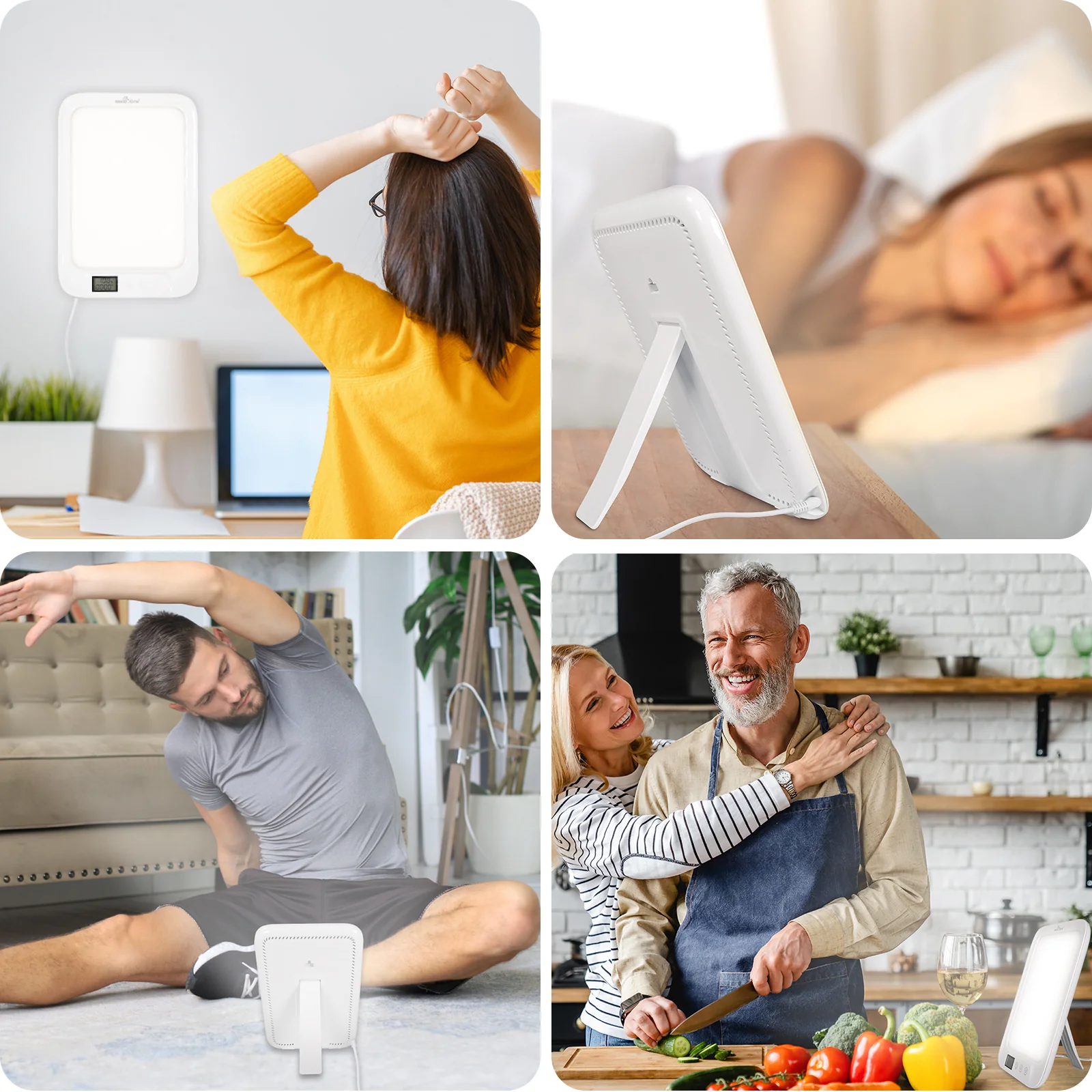 Light Therapy Lamp Easy@Home UV-Free 10000 Lux Happy Light Therapy Lamp |Sad Lamp | Sun Lamp |Seasonal Sunlight with 3 Color Adjustable Brightness Levels Timer Memory Function,ELT-492-WT - Image 4
