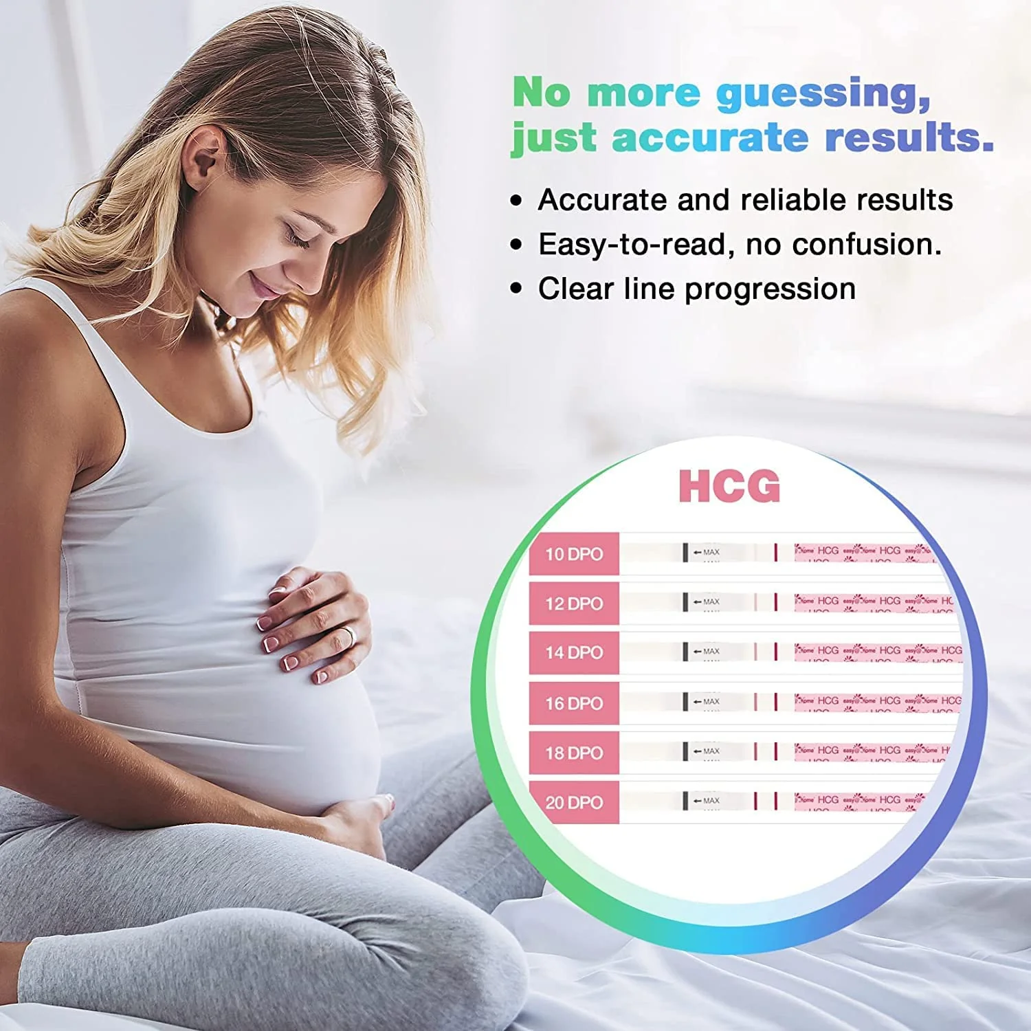 Ovulation & Pregnancy Test Strips Kit: Easy@Home 25 Ovulation Tests 10 Pregnancy Tests & 40 Large Urine Cups – Powered by Premom Ovulation APP | 25LH + 10HCG + 40 Urine Cups - Image 3