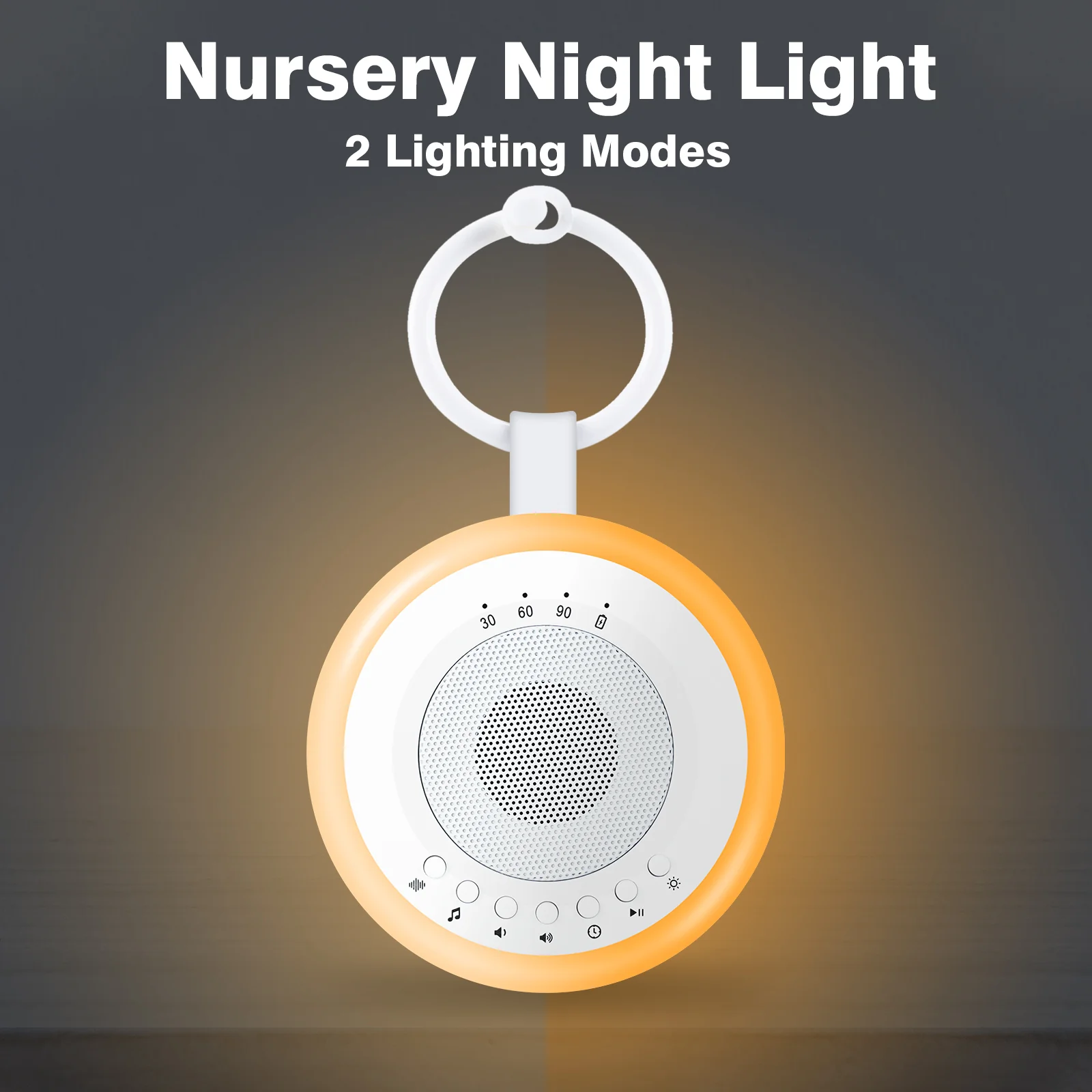 Portable Baby White Noise Sound Machine: Easy@Home 2 in 1 Soother & Night Light | 16 Soothing Lullaby Sounds & Natural Sounds & 3 Timer Settings for Travel | USB Rechargeable | Easy Hanging | GM-02 - Image 7