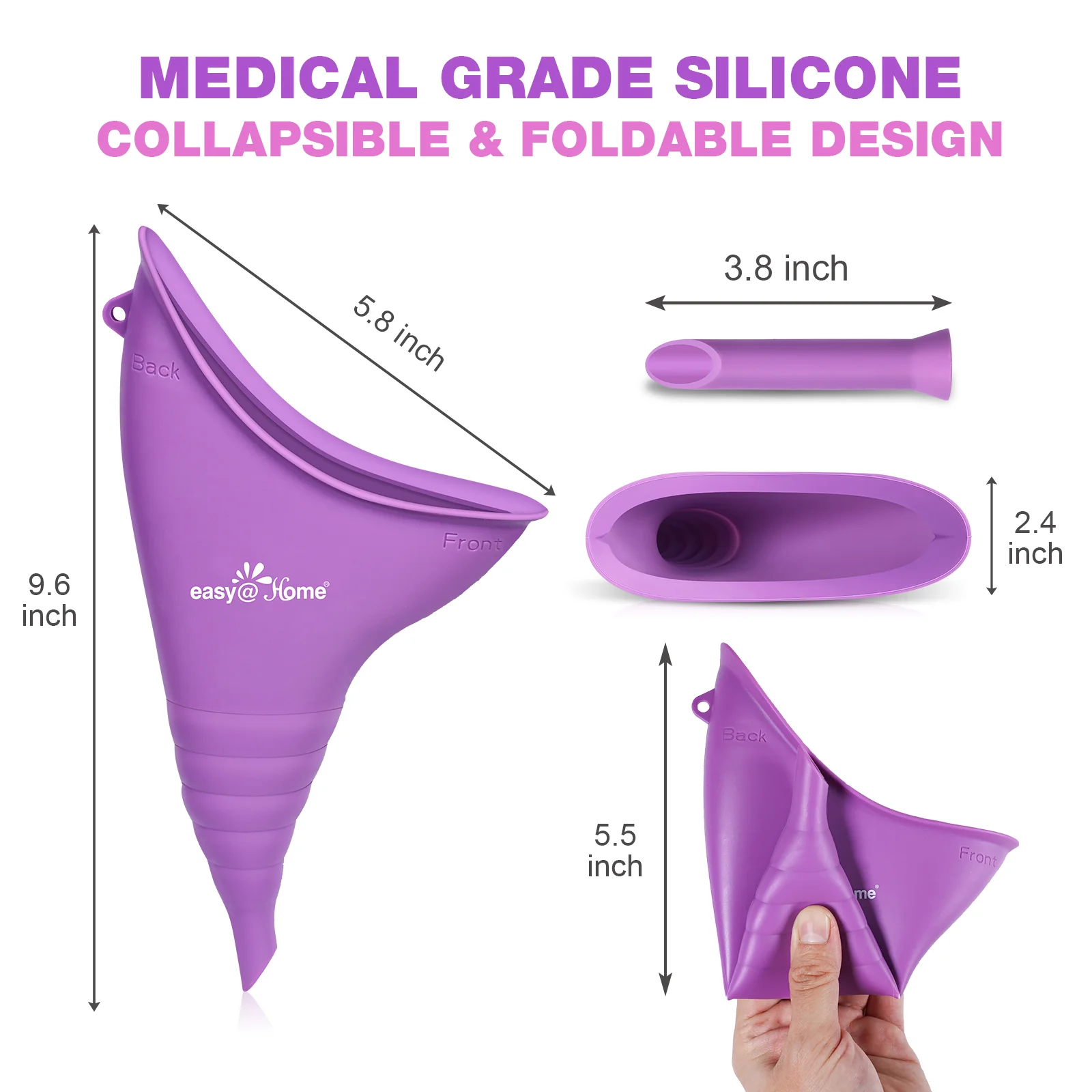 Portable Female Urination Device for Women: Easy@Home Silicone Female Urinal Device Pee Standing Up Funnel Reusable for Travel | Camping | Car | Outdoor | Hiking EUD408 - Image 3