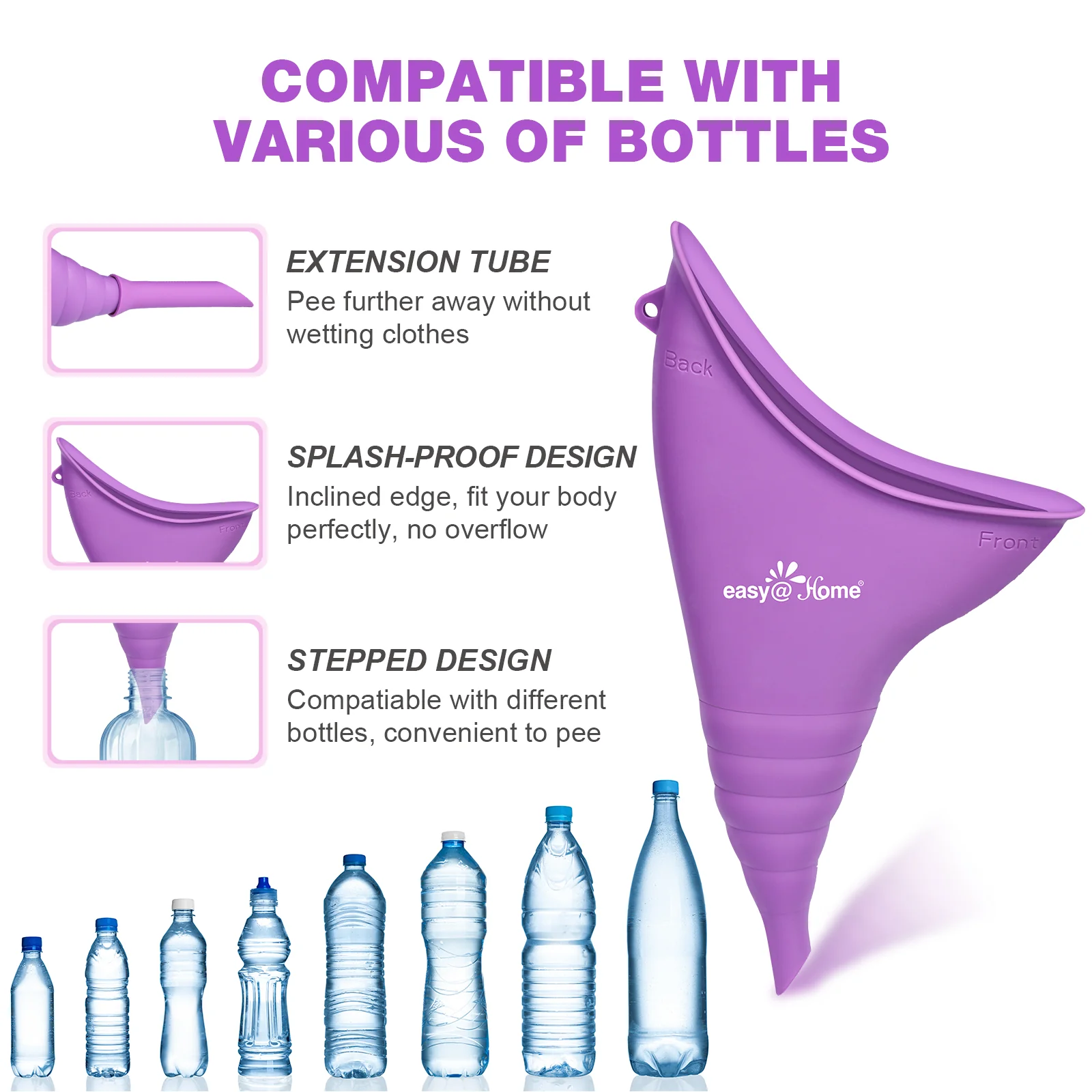 Portable Female Urination Device for Women: Easy@Home Silicone Female Urinal Device Pee Standing Up Funnel Reusable for Travel | Camping | Car | Outdoor | Hiking EUD408 - Image 4