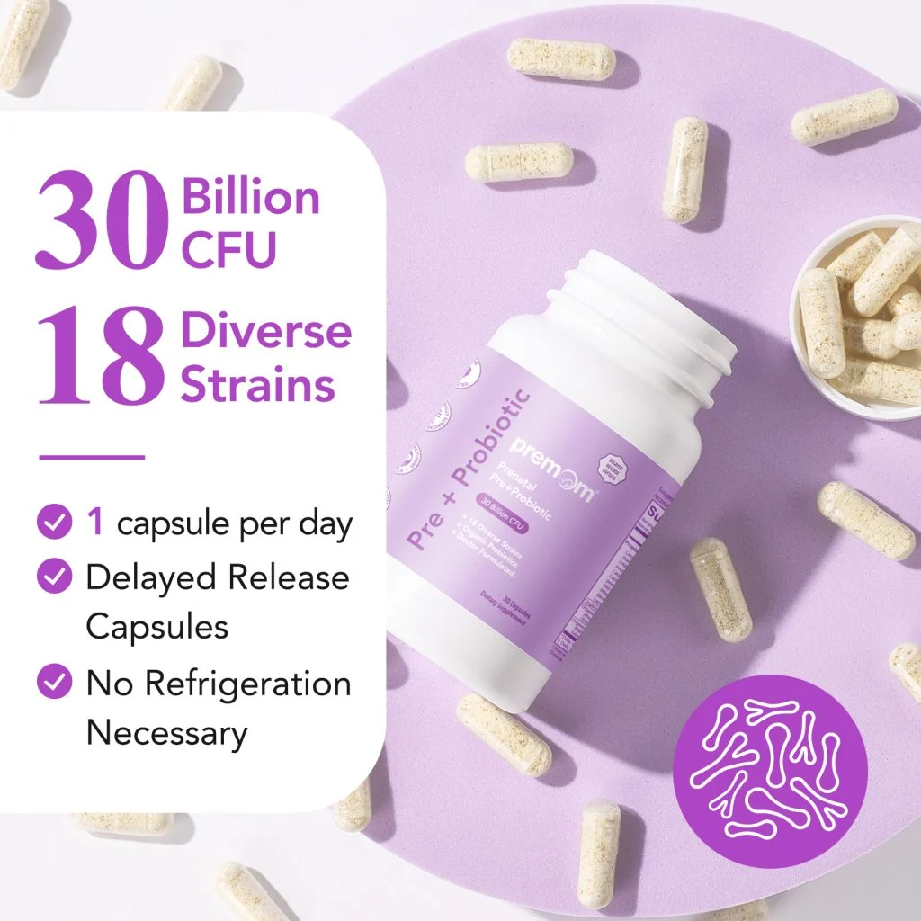 Premom Prenatal Pre & Probiotics for Women: Organic Prebiotics, 30 Billion CFU, 18 Diverse Strains - Image 4