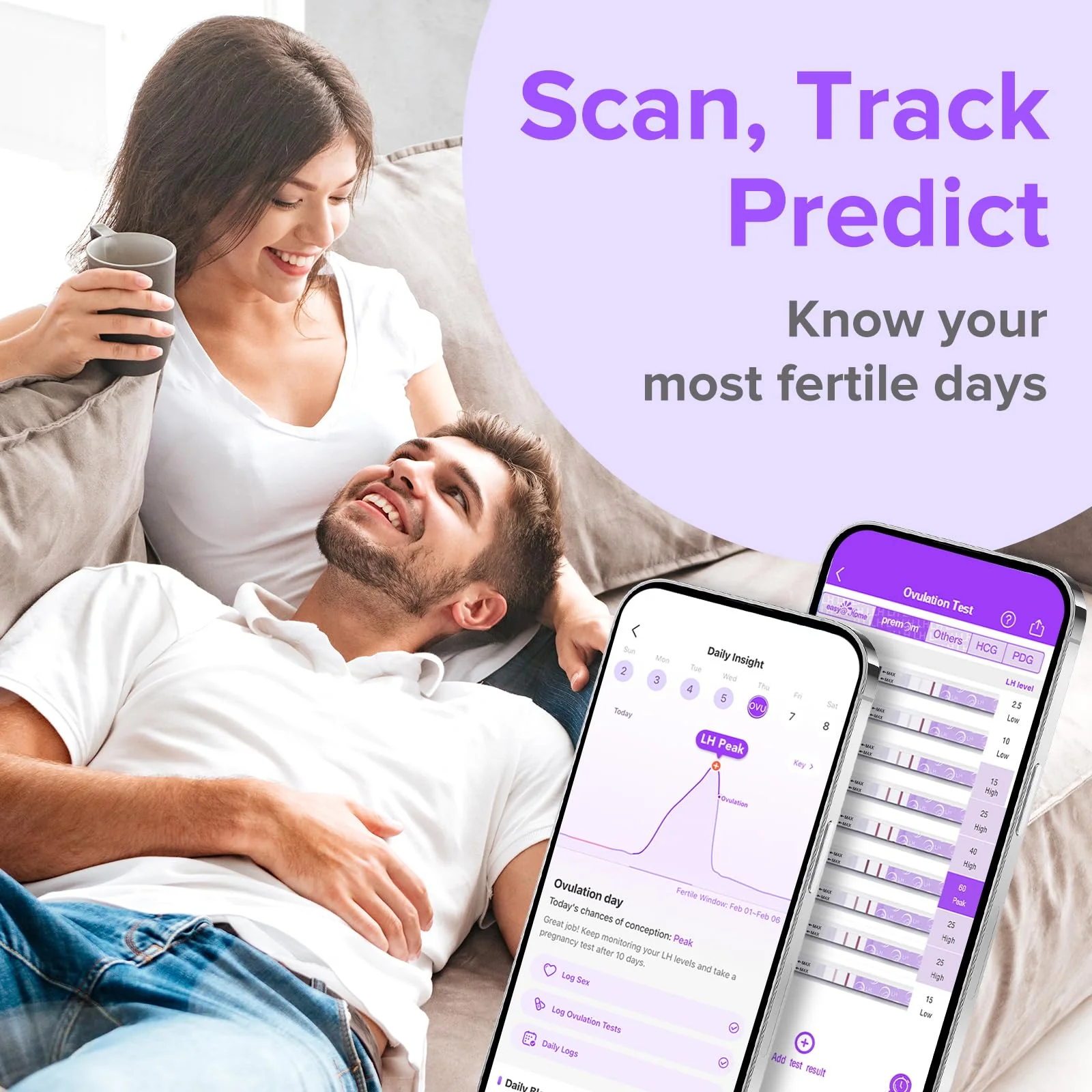 Premom Quantitative Ovulation Predictor Kit: 25 Ovulation Test Strips + 5 Pregnancy Test Strips Combo, with Smart Digital Ovulation Reader App - Accurate Numerical LH Tests - Image 7
