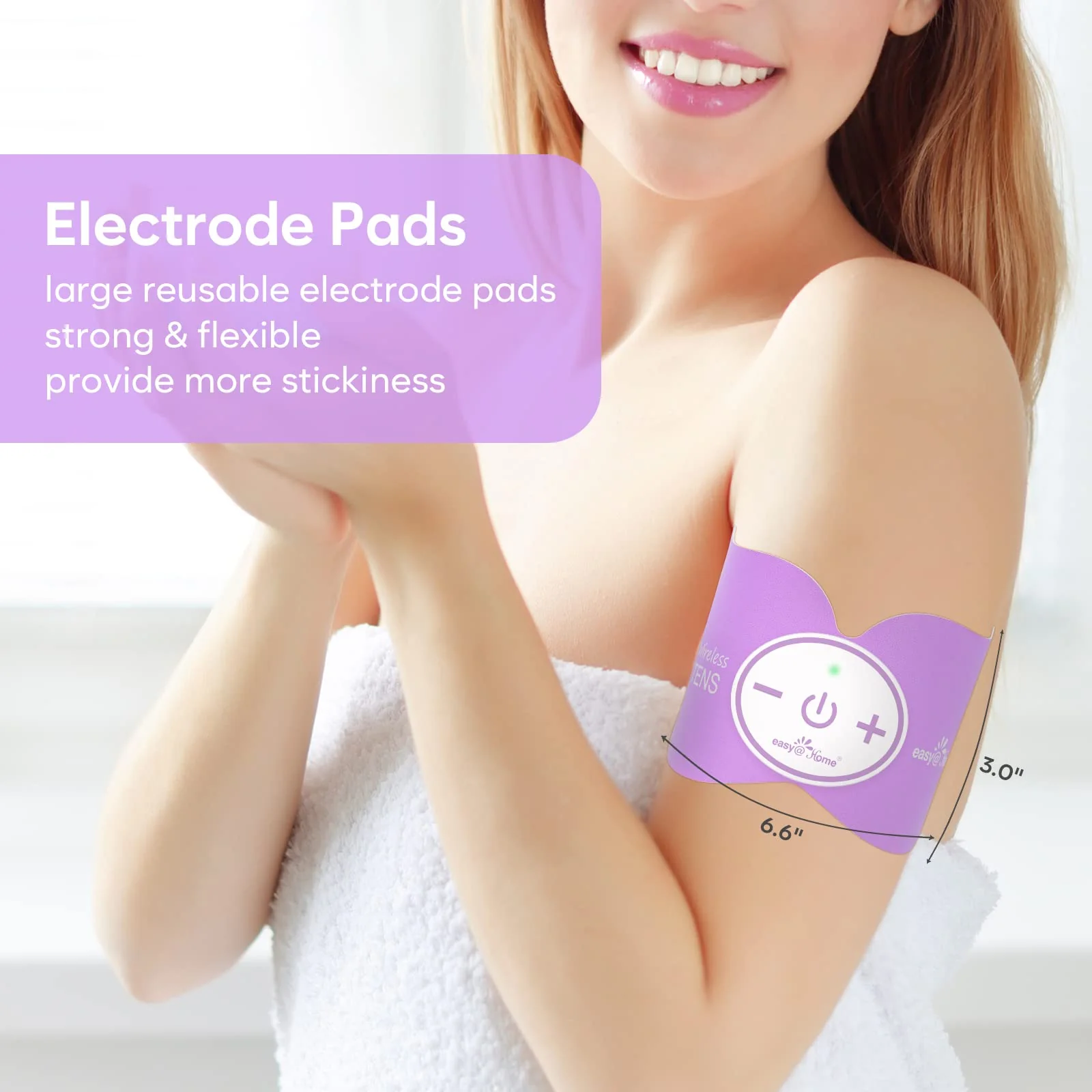 Tens Unit Wireless Electrode Pads: Easy@home Reusable Electrodes Pads I 3 Pack 6.6" x 3" Reusable Reusable I Non Irritating Design Pulse Massagers Replacement, 2 Pads per Pack, ETP019 - Image 3