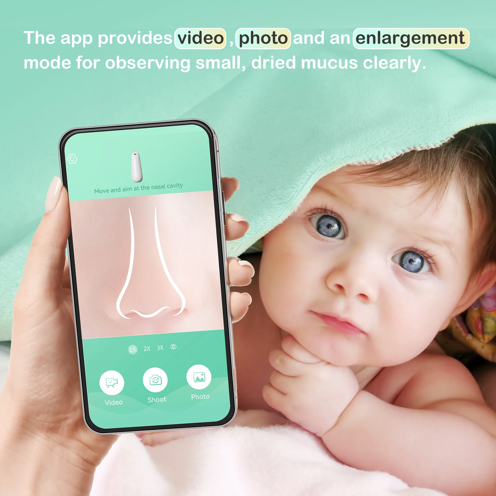 Visual Baby Electric Nasal Aspirator: Easy@Home Baby Nose Sucker with Camera Free APP Controlled | Powered by Easy Nasal Care App iOS & Android App | Low Noise for Baby Nose Cleaner ENA101 - Image 3